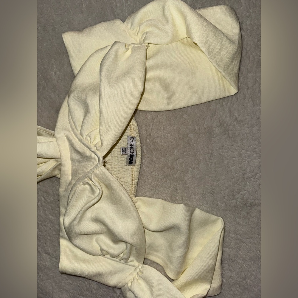 Fashionnova Demi Cut Out Gauze Jumpsuit Butter Yellow MJ3769FN - Picture 5 of 6